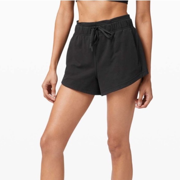 Lululemon Inner Glow Short 3” Terry Athletic Shorts Black Size 6 (Like New) - Picture 2 of 13